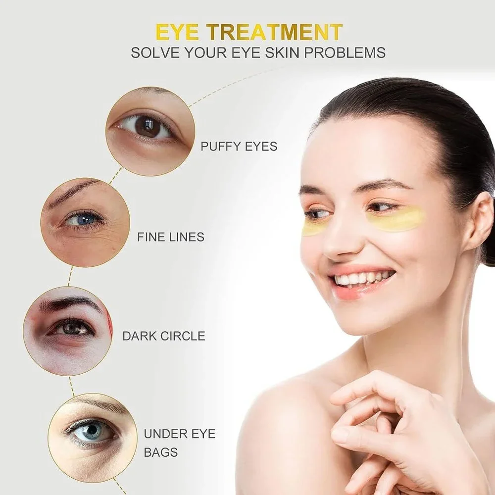 24k Gold Eye Treatment Mask 60 Pieces Anti Aging Under Eye Treatment Collagen